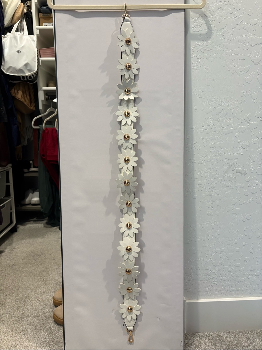 White Floral Strap with Gold Accents
